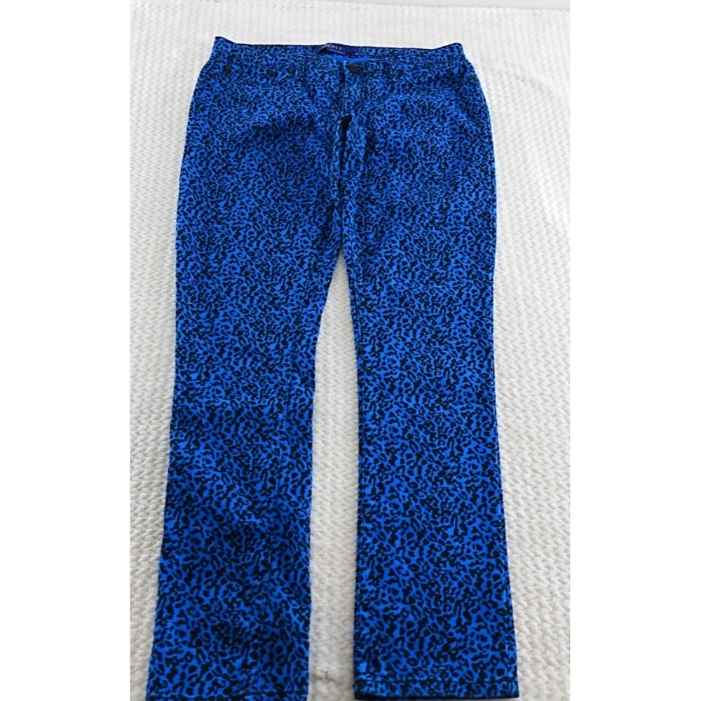Max Azria jeans Women 15 blue Leopard Print skinny Miley Cyrus